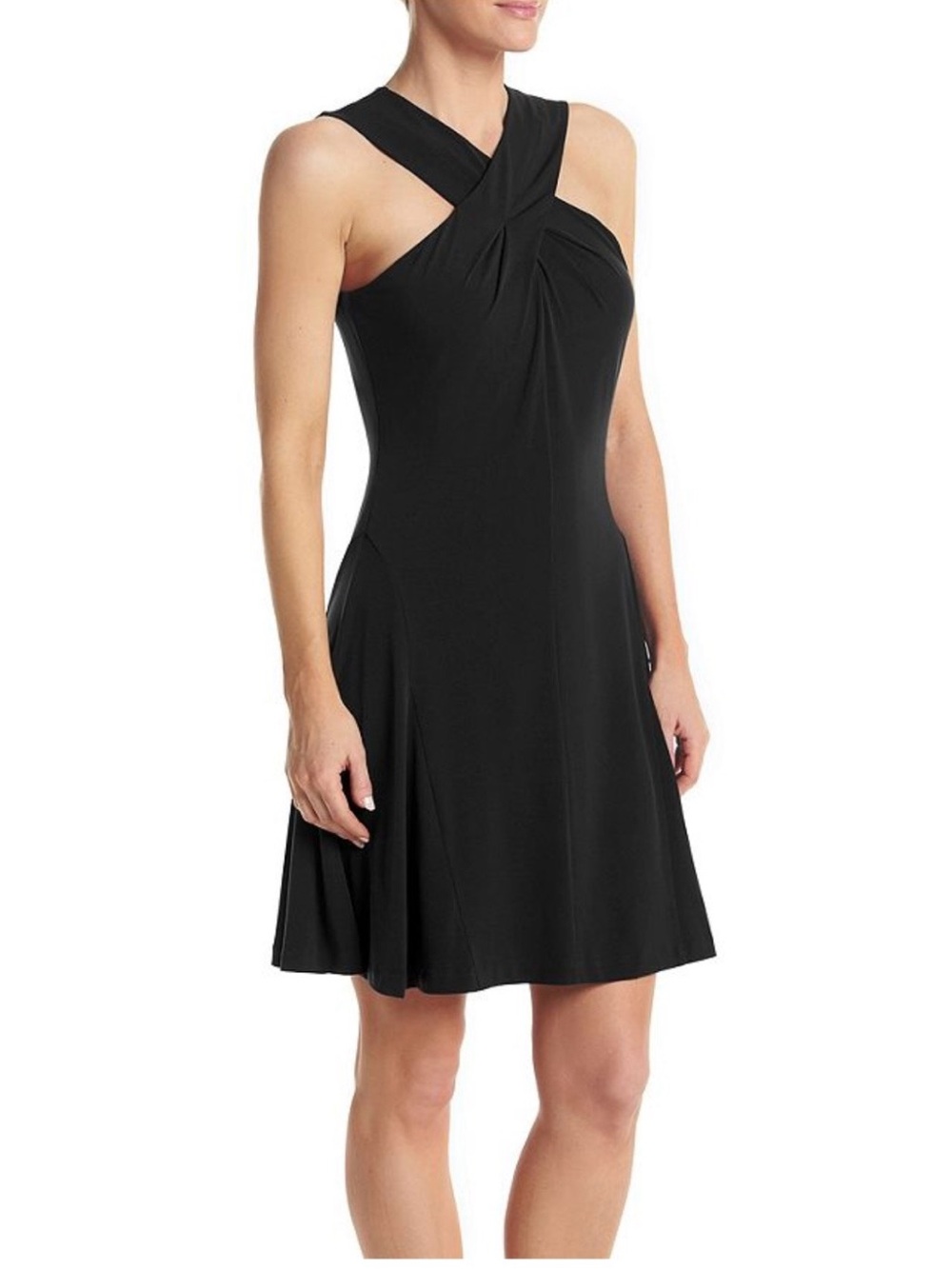 Michael Kors Black Halter Twist A-Line Dress